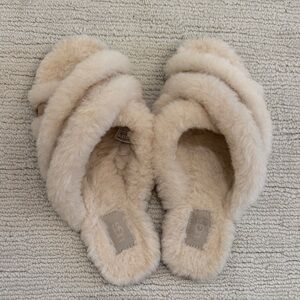 UGG Women's Plush Cream Slippers size 9
